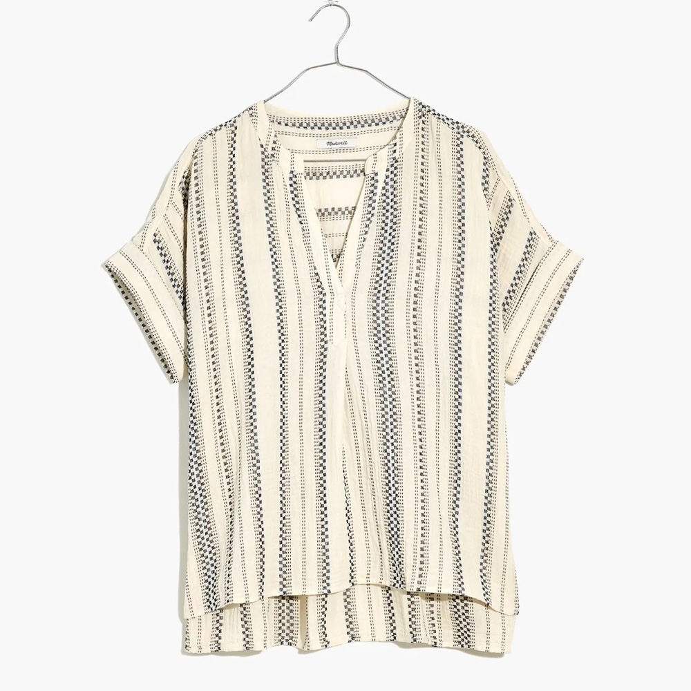 MADEWELL Lightspun Lakeline Popover in Jacquard Stripe XXS